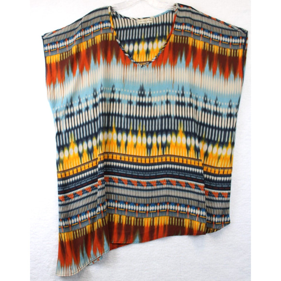 Live And Let Live Tunic High Low Women 2X Multicolor Short Sleeve Boho Causal - Picture 3 of 9